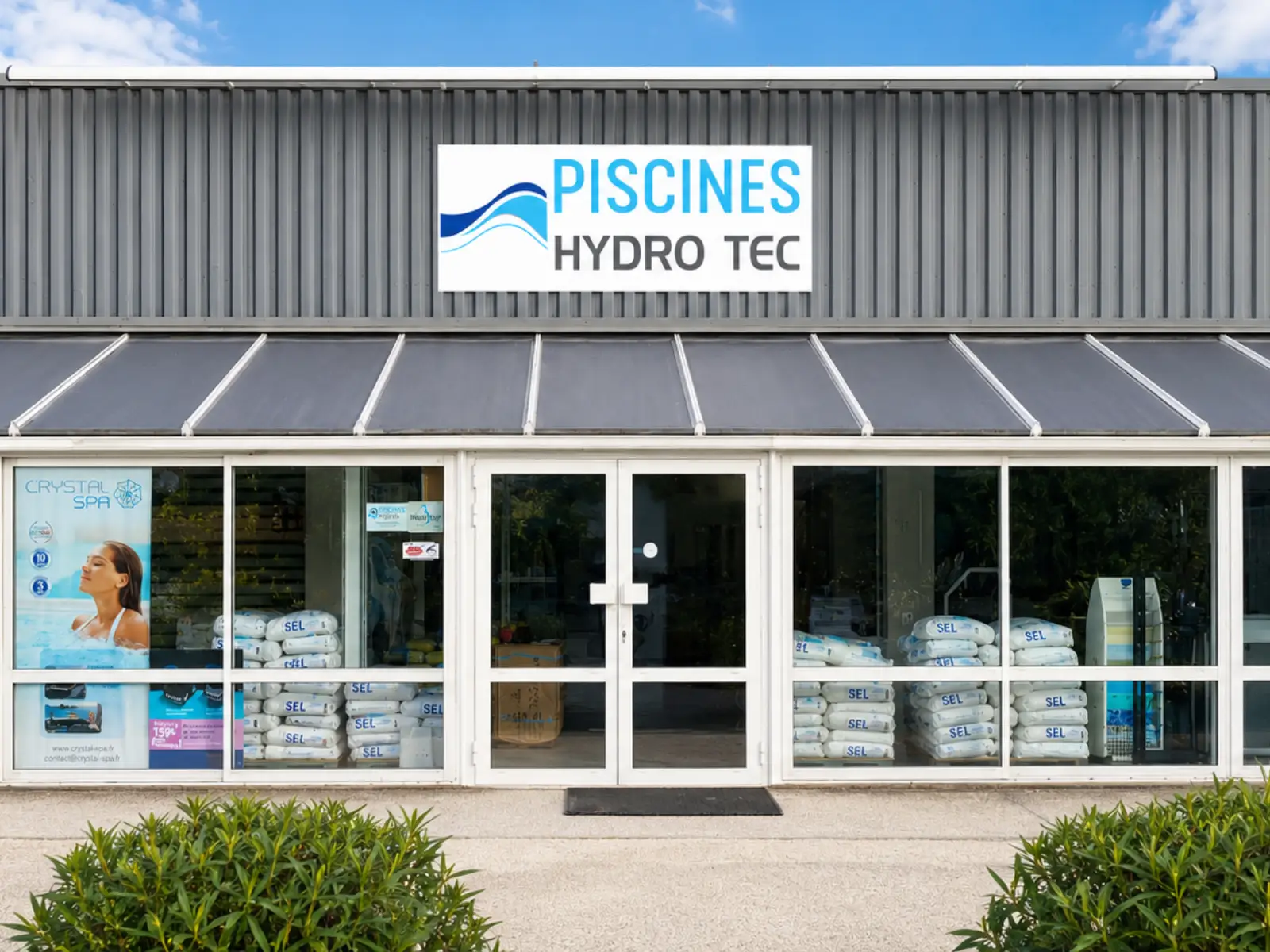 Façade du showroom Hydrotec Piscine & SPA à Montélimar